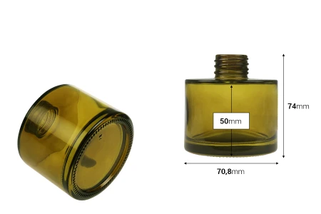 Cilindrična staklena bočica od 100 mL u karamel ili maslinasto zelenoj boji, pogodna za osveživač prostora-2