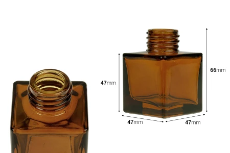 Četvrtasta staklena bočica od 50 mL u karamel ili maslinastoj boji, pogodna za osveživač prostora-dimenzije_slike