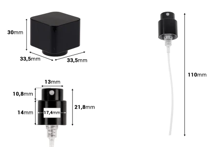 Set - aluminijumski sprej i crni poklopac za Crimp bočice sa grlom 15 mm-dimenzije_slike