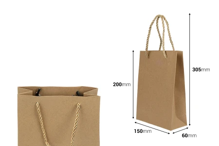 Papirna braon poklon kesa sa uvijenom ručkom 150x60x200mm - 12 kom-dimenzije_slike