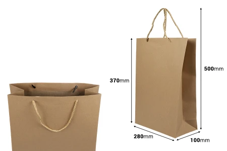 Papirna braon poklon kesa sa uvijenom ručkom 280x100x370mm - 12 kom-dimenzije_slike