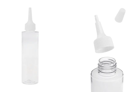 Plastična (PET) providna bočica od 150 ml sa uskim vrhom i belim zatvaračem na navoj-slika_proizvoda