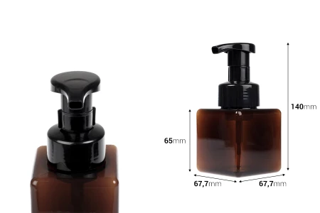 Plastična (PETG) bočica 250 mL sa pumpicom za penu (PP42)-dimenzije_slike