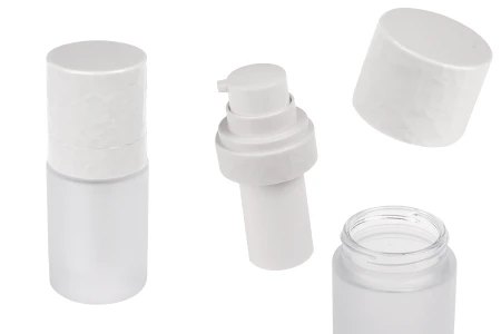 Airless dopunjiva bočica od 15 mL, sa pumpicom za kremu i peskiranim spoljnim staklenim kućištem-slika_proizvoda