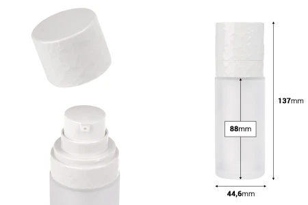 Airless dopunjiva bočica od 30 mL, sa pumpicom za kremu i peskiranim spoljnim staklenim kućištem-dimenzije_slike