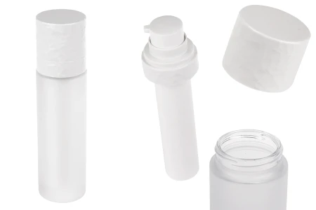 Airless dopunjiva bočica od 50 mL, sa pumpicom za kremu i peskiranim spoljnim staklenim kućištem-slika_proizvoda