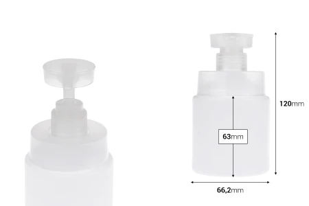 Plastična (HDPE) bela bočica od 200 mL sa sigurnosnom pumpicom-dimenzije_slike