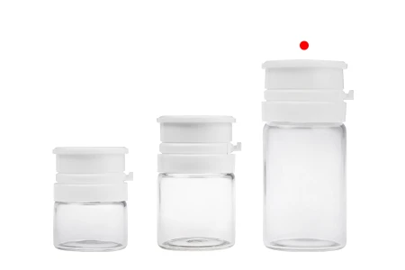 Staklena bočica od 15mL u providnoj ili karamel boji, sa belim sigurnosnim poklopcem (PP24) za lekove i homeopatske proizvode-grupa_slika