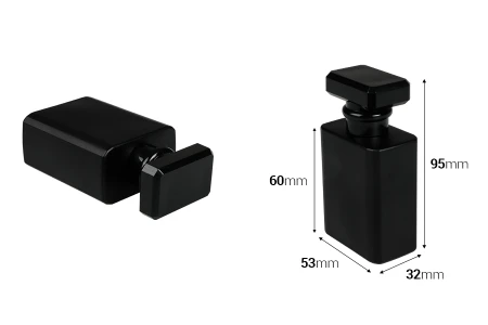 Βočica za parfeme staklena 50mL crna sa sprejom i poklopcem-dimenzije_slike
