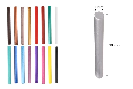 Vosak za voštane pečate 11x135 mm za toplotni pištolj, u raznim bojama - 10 kom-dimenzije_slike