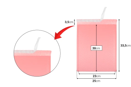 Koverte sa pucketavom folijom 23x30cm, u mat roze boji - 10 kom-dimenzije_slike