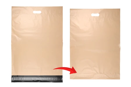 Kurirske vodootporne PE transportne kese 450x550 mm bež boje, sa samolepljivim zatvaranjem i ručkom - 100 kom-5