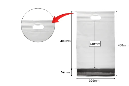 Kurirske vodootporne PE transportne kese 260x330 mm bele boje, sa samolepljivim zatvaranjem i ručkom - 100 kom-2