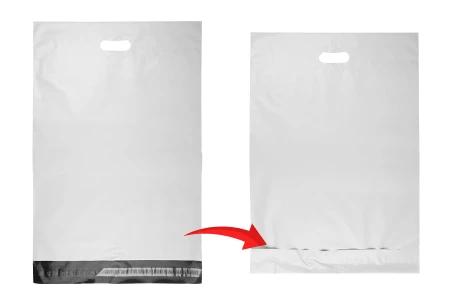 Kurirske vodootporne PE transportne kese 400x500 mm bele boje, sa samolepljivim zatvaranjem i ručkom - 100 kom-6