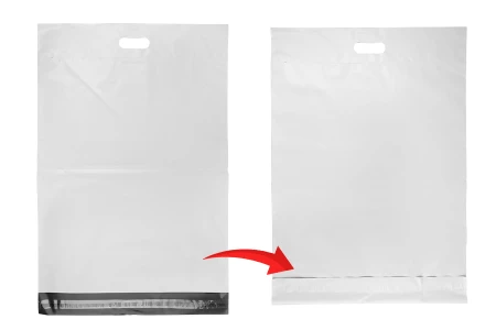 Kurirske vodootporne PE transportne kese 450x550 mm bele boje, sa samolepljivim zatvaranjem i ručkom - 100 kom-5