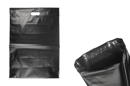 Kurirske vodootporne PE transportne kese 400x500 mm crne boje, sa samolepljivim zatvaranjem i ručkom - 100 kom-1