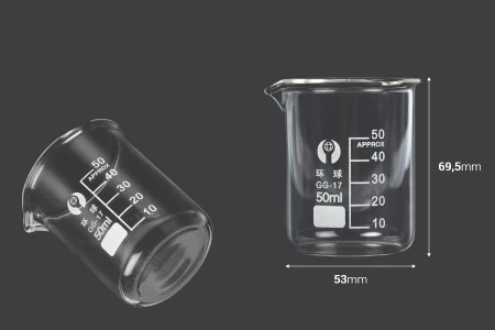 Staklena cilindrična čaša 50 mL-dimenzije_slike