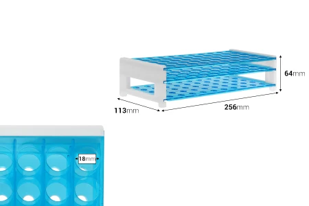 Plastični stalak 256x113x64 mm sa 40 otvora za bočice (prečnik otvora 18 mm)-dimenzije_slike