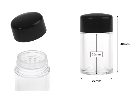 Akrilna kutijica 10 mL sa zatvaračem i čepom sa rupicama, za praškastu kozmetiku - 12 kom-2