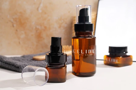 Cilindrična plastična karamel bočica 40 mL sa crnom pumpicom za kreme i providnim poklopcem-dimenzije_slike