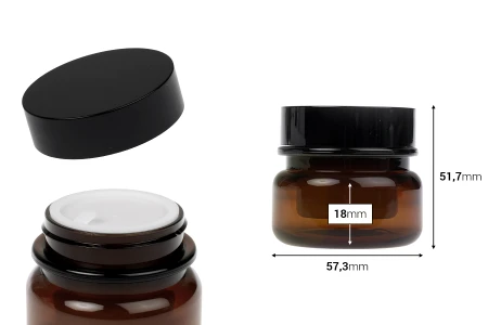 Plastična karamel teglica 30 mL sa duplim dnom, plastičnim međupoklopcem i zatvaračem-dimenzije_slike