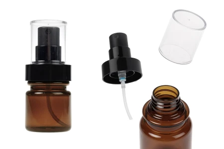Cilindrična plastična karamel bočica 40 mL sa crnim sprejom i providnim poklopcem-slika_proizvoda
