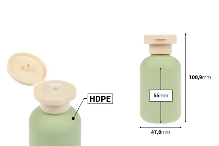 Plastična (HDPE) boca od 100 mL sa flip-top poklopcem za šampon, gel za tuširanje i losion-dimenzije_slike