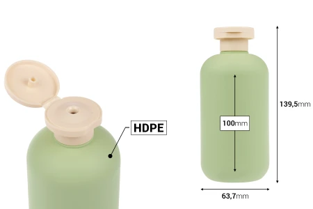Plastična (HDPE) boca od 300 mL sa flip-top poklopcem za šampon, gel za tuširanje i losion-dimenzije_slike