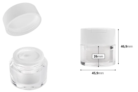 Akrilna teglica od 15mL sa belim zatvaračem, spatulom i plastičnim međupoklopcem-dimenzije_slike