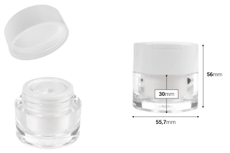 Akrilna teglica od 30mL sa belim zatvaračem, spatulom i plastičnim međupoklopcem-dimenzije_slike