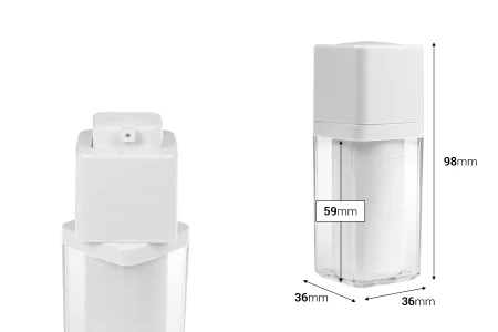 Airless akrilna bočica 15 mL sa belom pumpicom-dimenzije_slike