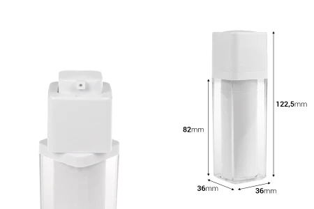 Airless akrilna bočica 30 mL sa belom pumpicom-dimenzije_slike