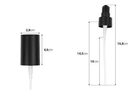 Plastična (PET) pumpica za kreme za bočice sa šifrom #19-3438 - #19-3443 (cev od 10 cm)-dimenzije_slike