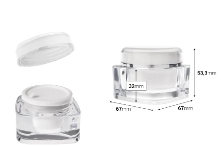 Luksuzna akrilna teglica 50mL sa zatvaračem i plastičnim međupoklopcem-dimenzije_slike