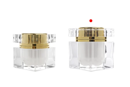 Luksuzna akrilna teglica od 50 mL sa zlatnim zatvaračem i plastičnim međupoklopcem-grupa_slika