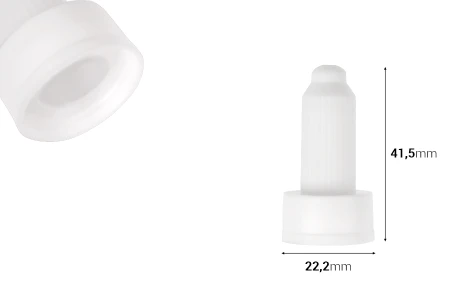 Plastični beli zatvarač na klik za bočicu sa grlom od 20 mm (potreban je alat za zatvaranje)-dimenzije_slike