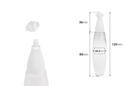 Plastična providna bočica 30mL sa uskim vrhom i navojnim zatvaračem - 50 kom-dimenzije_slike