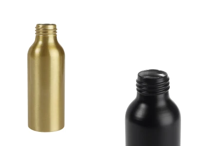 Aluminijumska bočica 100mL PP24 u zlatnoj i crnoj boji-1