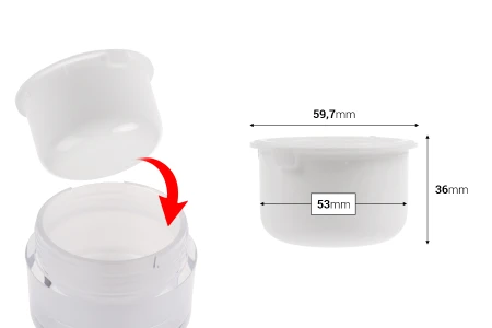 Zamenska unutrašnja bela teglica od 50 mL sa plastičnim međupoklopcem za šifru 20-3694-dimenzije_slike