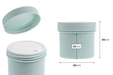 Plastična (PP) tegla 150 mL sa zatvaračem i zaptivkom u MAT bojama-dimenzije_slike