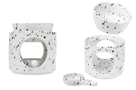 Keramički osveživač prostora 95x100 mm sa keramičkom kašičicom za voskove i ulja, u beloj i crnoj boji-slika_proizvoda