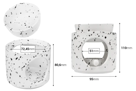 Keramički osveživač prostora 95x100 mm sa keramičkom kašičicom za voskove i ulja, u beloj i crnoj boji-dimenzije_slike