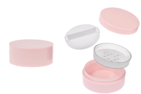 Roze akrilna teglica 8mL sa rešetkicom i sunđerom za puder, sa roze zatvaračem - 6 kom-slika_proizvoda