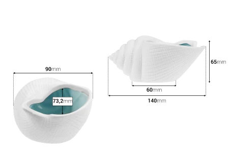 Dekorativna keramička posuda u obliku školjke 140x90x65 mm za sveću-dimenzije_slike