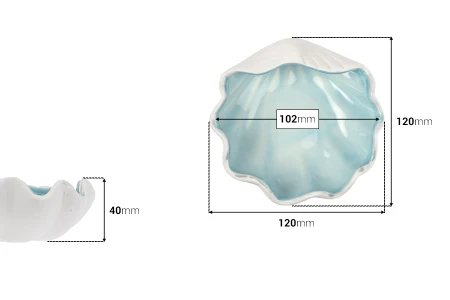 Dekorativna keramička posuda u obliku školjke 120x120x40 mm za sveću-dimenzije_slike
