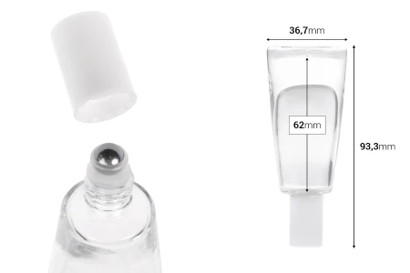Staklena bočica od 10 mL u obliku tube sa metalnom roll-on kuglicom-dimenzije_slike