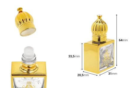 Bočica za parfem od 10 ml u arapskom stilu ,sa roll om aplikatorom-dimenzije_slike