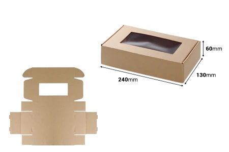 Kutija od kraft papira 240x130x60mm sa prozorom - 20 kom-dimenzije_slike