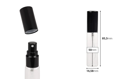Staklena bočica 10mL za parfem sa sprejom i aluminijumskim poklopcem - 6 kom-dimenzije_slike