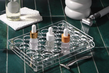 Stalak (postolje) od pleksiglasa 190x140x28mm - 24 otvora prečnika 25mm-grupa_slika